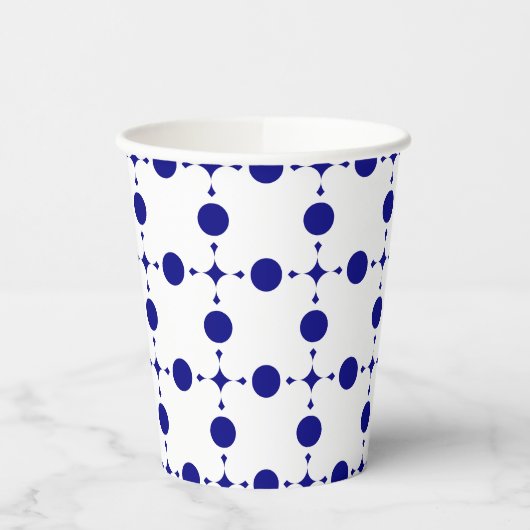 Navy Blue Polka Dots, Polka Dot Pattern, Stippen Papieren Bekers (Links)