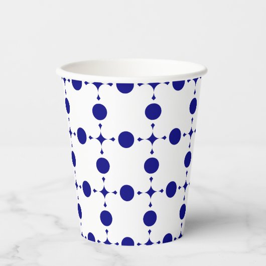 Navy Blue Polka Dots, Polka Dot Pattern, Stippen Papieren Bekers (Voorkant)