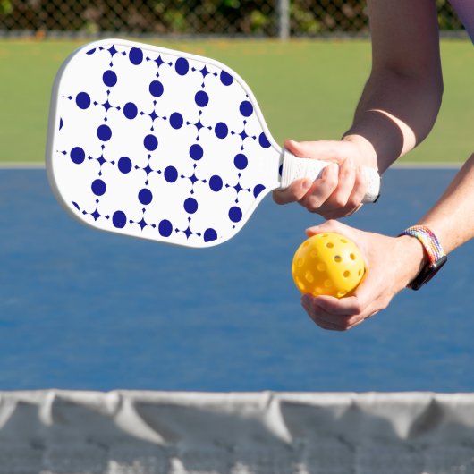 Navy Blue Polka Dots, Polka Dot Pattern, Stippen Pickleball Paddle (Insitu)