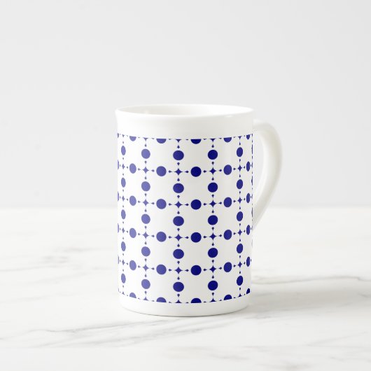 Navy Blue Polka Dots, Polka Dot Pattern, Stippen Porselein Kop (Voorkant rechts)