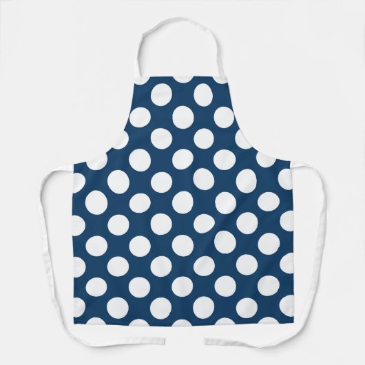 Navy Blue Polka Dots, Polka Dot Pattern, Stippen Schort (Voorkant)