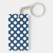 Navy Blue Polka Dots, Polka Dot Pattern, Stippen Sleutelhanger (achterkant)
