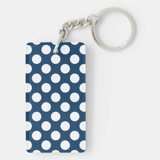 Navy Blue Polka Dots, Polka Dot Pattern, Stippen Sleutelhanger (achterkant)