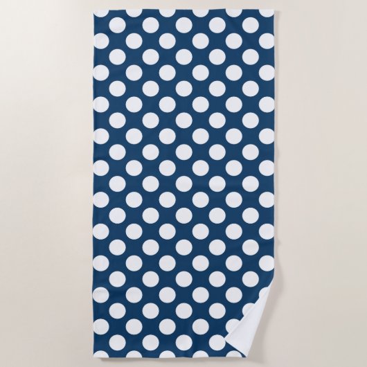 Navy Blue Polka Dots, Polka Dot Pattern, Stippen Strandlaken (Voorkant)