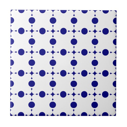 Navy Blue Polka Dots, Polka Dot Pattern, Stippen Tegeltje (Voorkant)