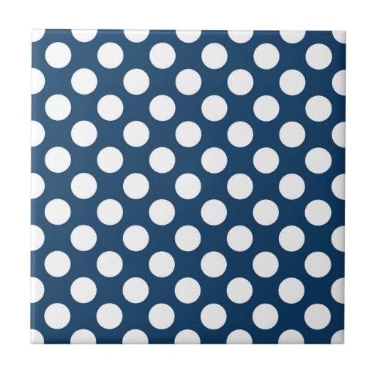 Navy Blue Polka Dots, Polka Dot Pattern, Stippen Tegeltje (Voorkant)