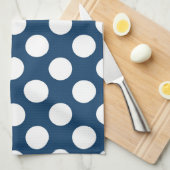 Navy Blue Polka Dots, Polka Dot Pattern, Stippen Theedoek (Quarter Fold)