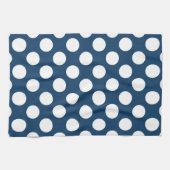 Navy Blue Polka Dots, Polka Dot Pattern, Stippen Theedoek (Horizontaal)