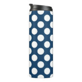 Navy Blue Polka Dots, Polka Dot Pattern, Stippen Thermosbeker (Geroteerd rechts)