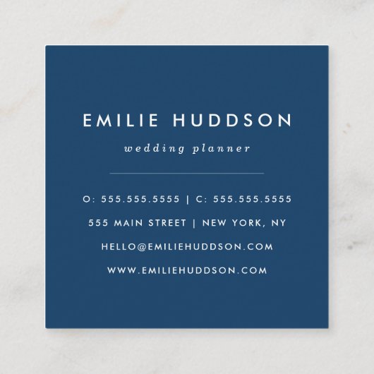 Navy Blue Polka Dots, Polka Dot Pattern, Stippen Vierkante Visitekaartje (Achterkant)