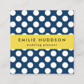 Navy Blue Polka Dots, Polka Dot Pattern, Stippen Vierkante Visitekaartje (Voorkant)