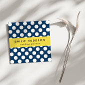 Navy Blue Polka Dots, Polka Dot Pattern, Stippen Vierkante Visitekaartje
