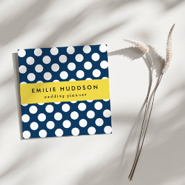 Navy Blue Polka Dots, Polka Dot Pattern, Stippen Vierkante Visitekaartje
