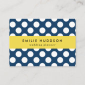 Navy Blue Polka Dots, Polka Dot Pattern, Stippen Visitekaartje (Voorkant)