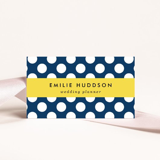Navy Blue Polka Dots, Polka Dot Pattern, Stippen Visitekaartje