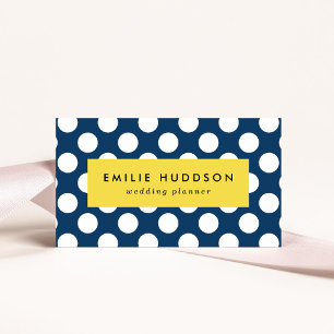 Navy Blue Polka Dots, Polka Dot Pattern, Stippen Visitekaartje