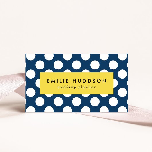 Navy Blue Polka Dots, Polka Dot Pattern, Stippen Visitekaartje