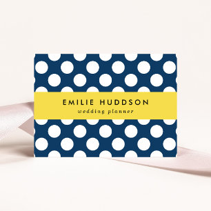 Navy Blue Polka Dots, Polka Dot Pattern, Stippen Visitekaartje