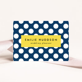 Navy Blue Polka Dots, Polka Dot Pattern, Stippen Visitekaartje