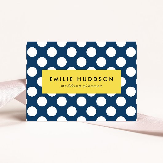 Navy Blue Polka Dots, Polka Dot Pattern, Stippen Visitekaartje