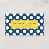 Navy Blue Polka Dots, Polka Dot Pattern, Stippen Visitekaartje (Voorkant)