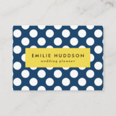 Navy Blue Polka Dots, Polka Dot Pattern, Stippen Visitekaartje (Voorkant)