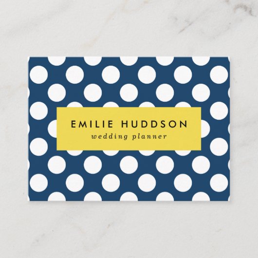 Navy Blue Polka Dots, Polka Dot Pattern, Stippen Visitekaartje (Voorkant)