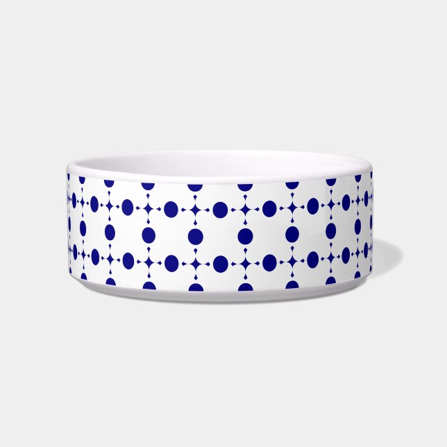 Navy Blue Polka Dots, Polka Dot Pattern, Stippen Voerbakje (Voorkant)
