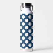Navy Blue Polka Dots, Polka Dot Pattern, Stippen Waterfles (Voorkant)