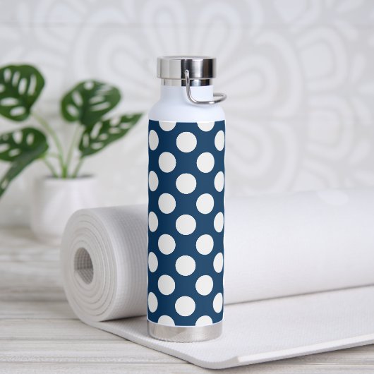 Navy Blue Polka Dots, Polka Dot Pattern, Stippen Waterfles (Yoga)
