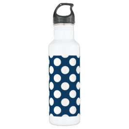 Navy Blue Polka Dots, Polka Dot Pattern, Stippen Waterfles