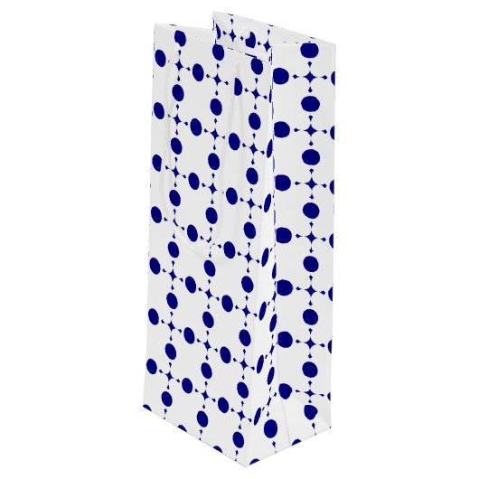 Navy Blue Polka Dots, Polka Dot Pattern, Stippen Wijn Cadeautas (Achterkant Gekanteld)
