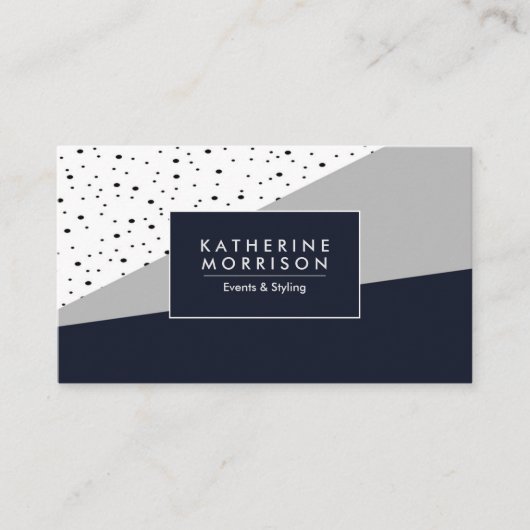 Navy Blue Polka Dots Visitekaartje (Voorkant)