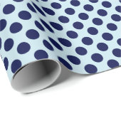 Navy Blue Polka stippen op Bleek blauw inpakpapier (Rol Hoek)