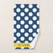Navy Blue Polka stippen, Polka dotpatroon, Jouw na Bad Handdoek (Handdoek)