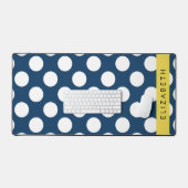 Navy Blue Polka stippen, Polka dotpatroon, Jouw na Bureaumat (Keyboard & Muis)