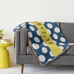 Navy Blue Polka stippen, Polka dotpatroon, Jouw na Deken