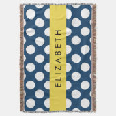 Navy Blue Polka stippen, Polka dotpatroon, Jouw na Deken (Voorkant Verticaal)