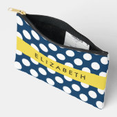 Navy Blue Polka stippen, Polka dotpatroon, Jouw na Etui (Open)