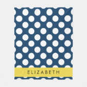 Navy Blue Polka stippen, Polka dotpatroon, Jouw na Fleece Deken (Voorkant)