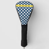 Navy Blue Polka stippen, Polka dotpatroon, Jouw na Golfheadcover (Voorkant)