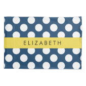 Navy Blue Polka stippen, Polka dotpatroon, Jouw na Kussensloop (Achterkant)