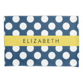 Navy Blue Polka stippen, Polka dotpatroon, Jouw na Kussensloop (Voorkant)