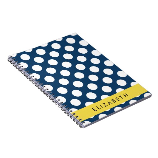 Navy Blue Polka stippen, Polka dotpatroon, Jouw na Notitieboek (Rechterzijde)