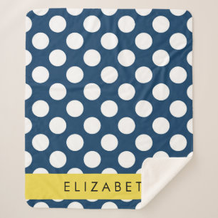 Navy Blue Polka stippen, Polka dotpatroon, Jouw na Sherpa Deken