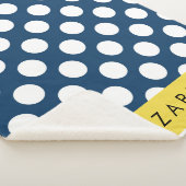 Navy Blue Polka stippen, Polka dotpatroon, Jouw na Sherpa Deken (3/4)
