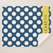 Navy Blue Polka stippen, Polka dotpatroon, Jouw na Sherpa Deken (Voorkant (horizontaal))