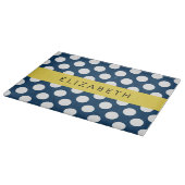 Navy Blue Polka stippen, Polka dotpatroon, Jouw na Snijplank (Hoek)