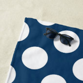 Navy Blue Polka stippen, Polka dotpatroon, Jouw na Strandlaken (In situ)