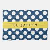 Navy Blue Polka stippen, Polka dotpatroon, Jouw na Theedoek (Horizontaal)